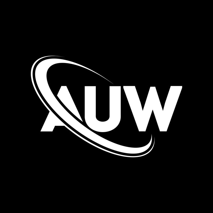 Vector auw logotipo auw letra auw diseño de la letra auw iniciales auw logo vinculado con círculo y mayúscula monograma auw tipografía para negocios de tecnología y marca inmobiliaria