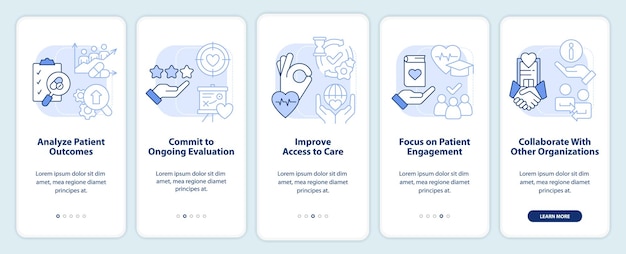Avance de la pantalla de la aplicación móvil de incorporación azul claro del sistema de salud