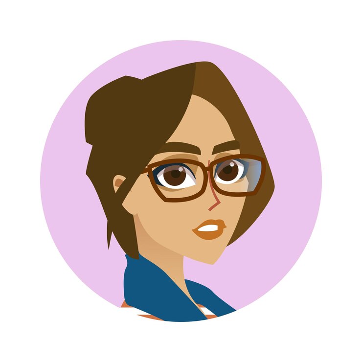 Vector avatar con cabeza de niña en gafas en un estilo plano para impresión y diseño ilustración vectorial