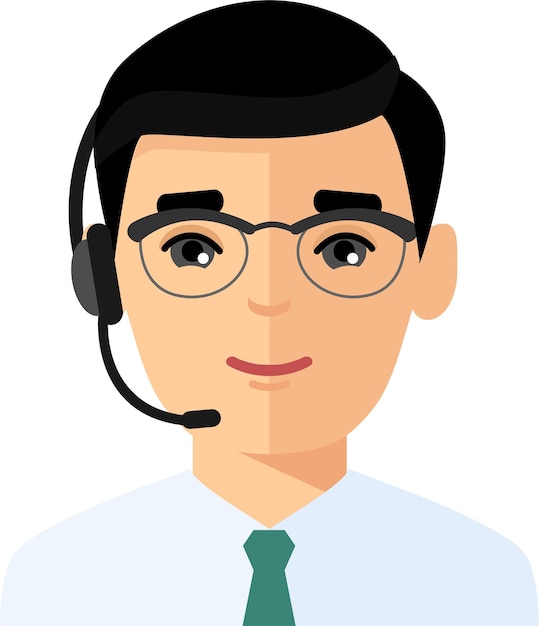 Avatar de centro de llamadas masculino con micrófono para auriculares