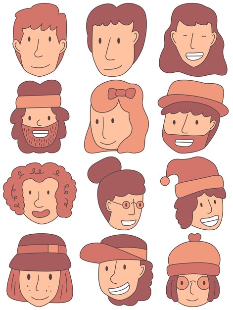 Vector avatar conjunto de vectores avatar estilo de dibujos animados simple cara estilo de dibujos animados simple