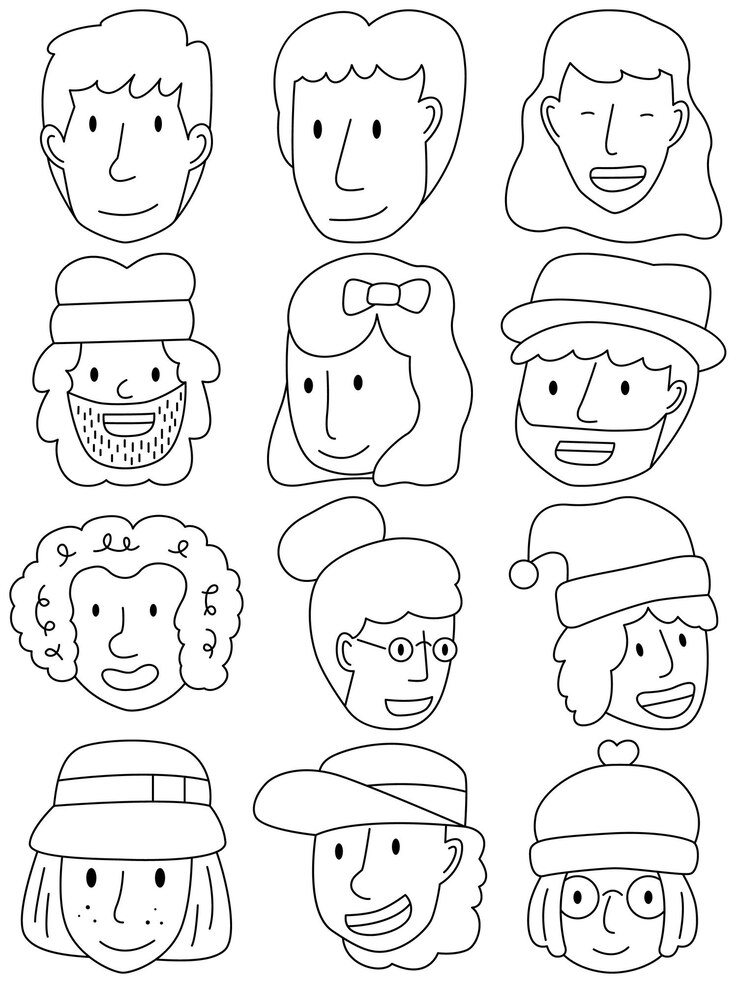Vector avatar conjunto de vectores avatar estilo de dibujos animados simple cara estilo de dibujos animados simple