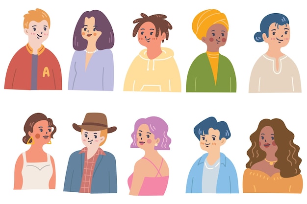 Avatar de dibujos animados de personas multiétnicas