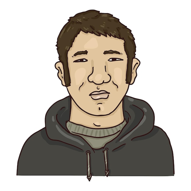 Avatar de dibujos animados de vector - hombre asiático. Retrato de personaje masculino.