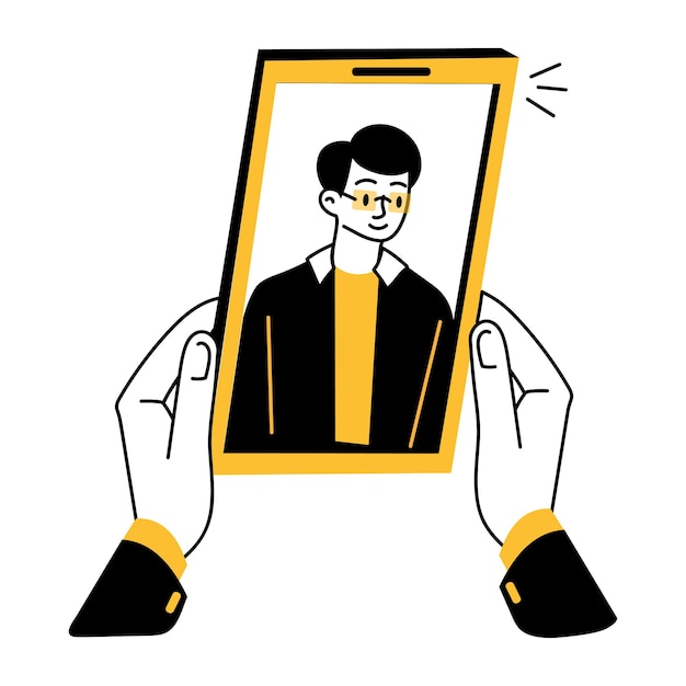 Avatar digital de una ilustración de un personaje en estilo dibujado a mano