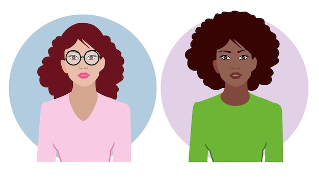 Vector avatar de dos hermosas mujeres