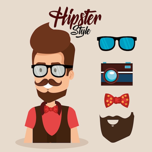 Avatar de estilo hipster con accesorios