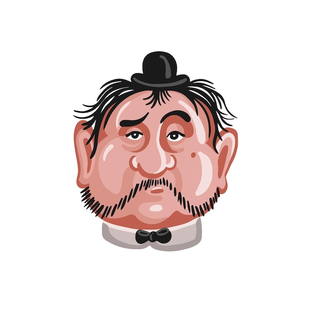 avatar en estilo plano caballero con sombrero con bigote con vector de corbata