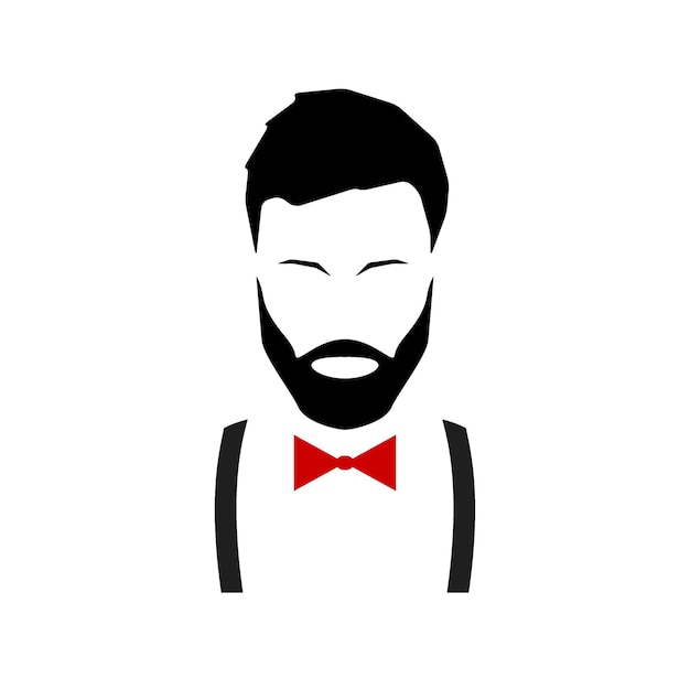 Avatar hipster con barba en tirantes y pajarita