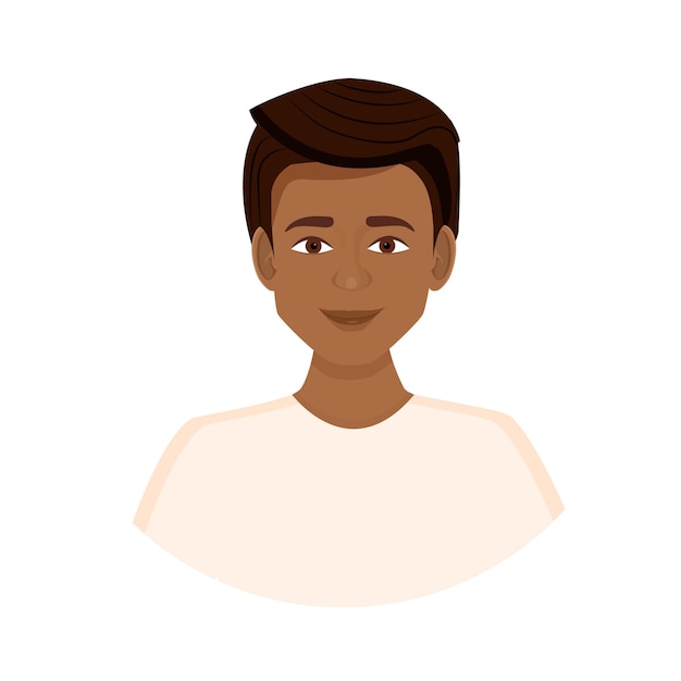 Avatar de hombre afroamericano Retrato de un chico joven Ilustración vectorial de una cara