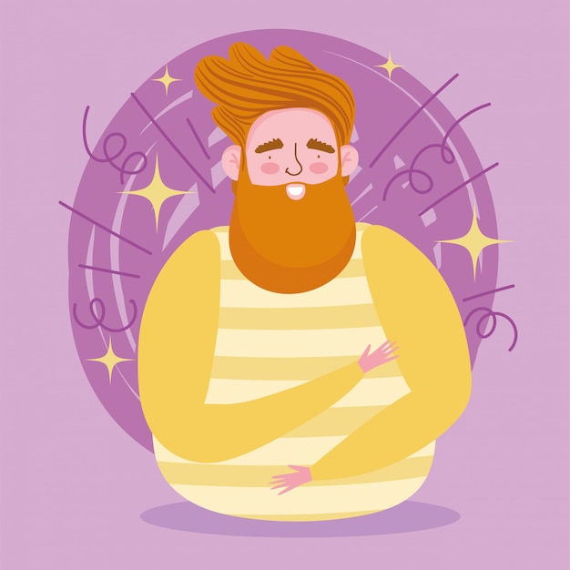 Vector avatar hombre de dibujos animados con diseño de barba