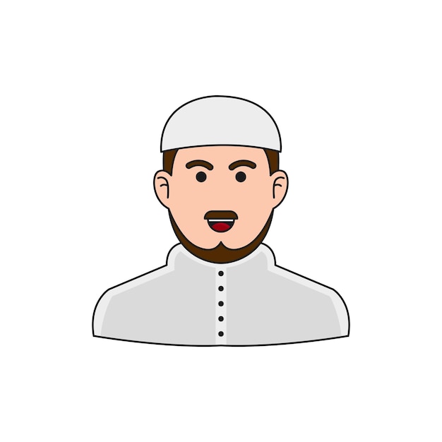 Avatar de hombre musulmán aislado en un fondo blanco Ilustración vectorial