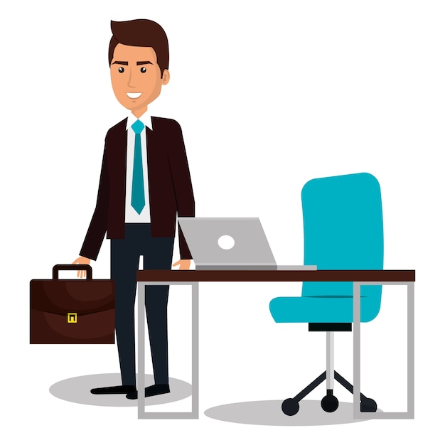 avatar de hombre de negocios en el icono de la oficina