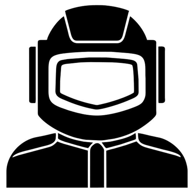 un avatar de un humanoide futurista con una visera robótica que muestra un icono estético de ciencia ficción