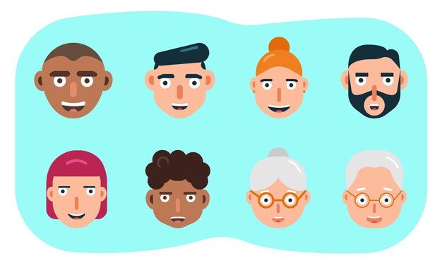 avatar icono cara ilustración vector diseño conjunto