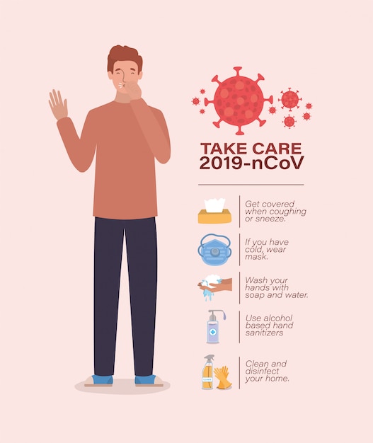 Avatar man take care 2019 diseño de virus ncov