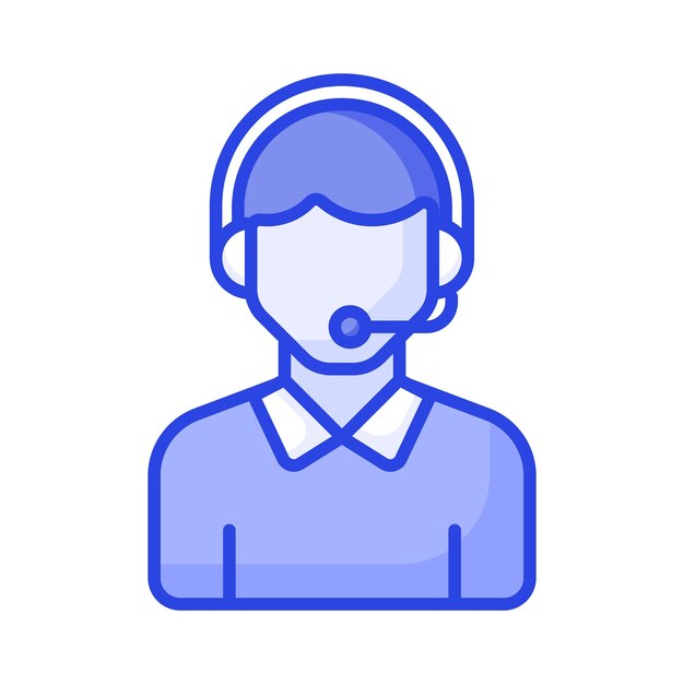 Avatar masculino con auriculares con micrófono mostrando el icono del centro de llamadas