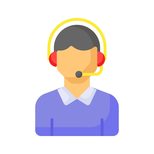 Avatar masculino con auriculares con micrófono mostrando el icono del centro de llamadas