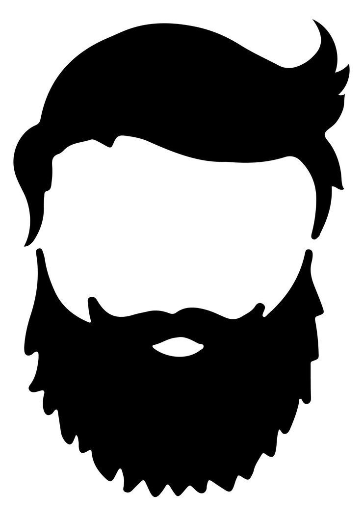 Vector avatar masculino sin rostro de icono negro de cabello y barba