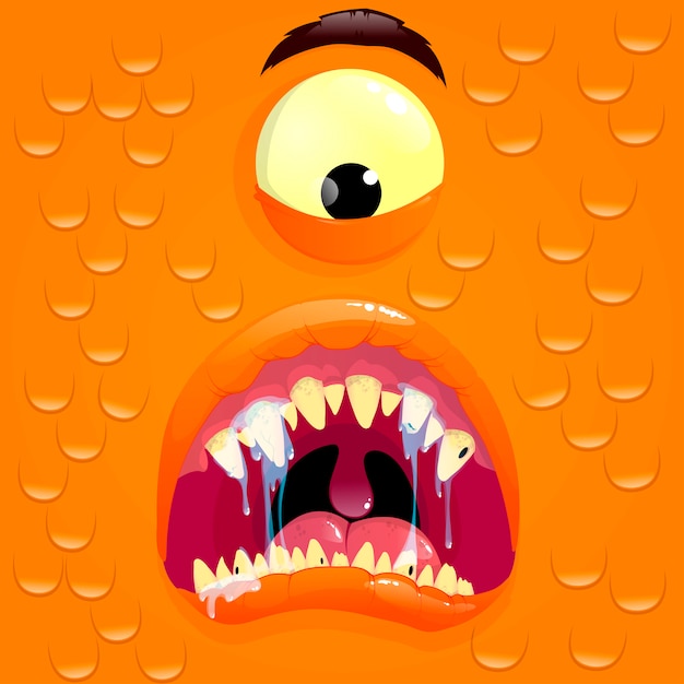 Vector avatar de monstruo naranja con cara de sorpresa