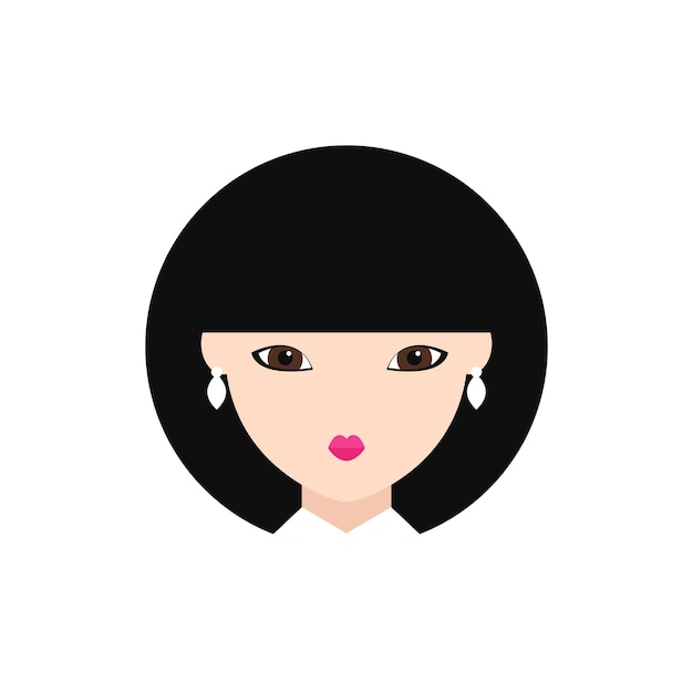 Vector avatar de mujer asiática sobre fondo blanco.