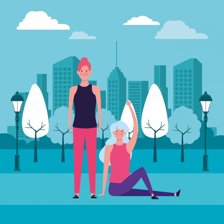 Vector avatar de mujeres sentadas
