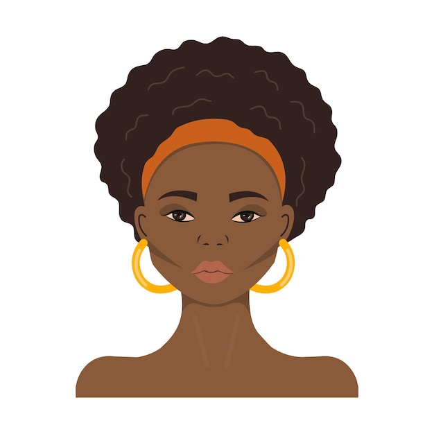 Avatar de niña afroamericana de cara de mujer negra