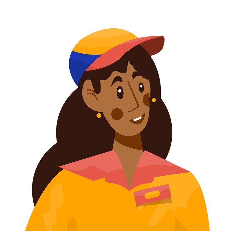 Vector avatar o retrato de mujer cajera sobre un fondo blanco aislado