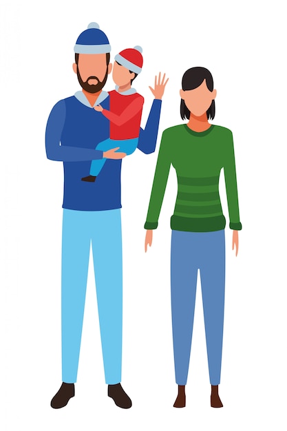 Vector avatar de pareja y niño