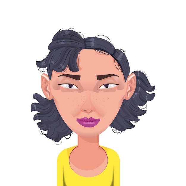 Vector avatar de personaje de dibujos animados de mujer, retrato de estilo plano