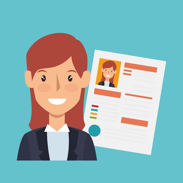 Vector avatar de personaje de negocios con icono de cv