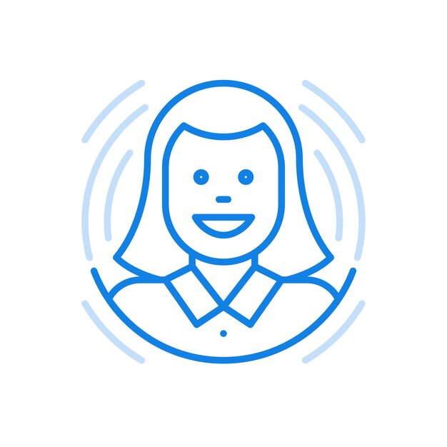 Avatar personaje vector línea icono redes sociales usuario femenino retrato perfil personal cabeza