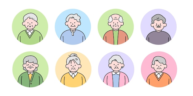 Vector un avatar de personas mayores con colores pastel en una ilustración de vector de estilo simple