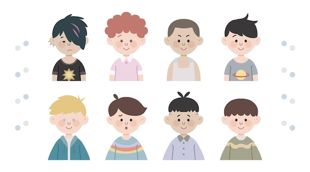 Avatar de personas vectoriales establece colección de personajes de hombres y niños