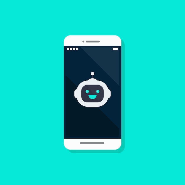Avatar de robot en smartphone. Ilustración vectorial