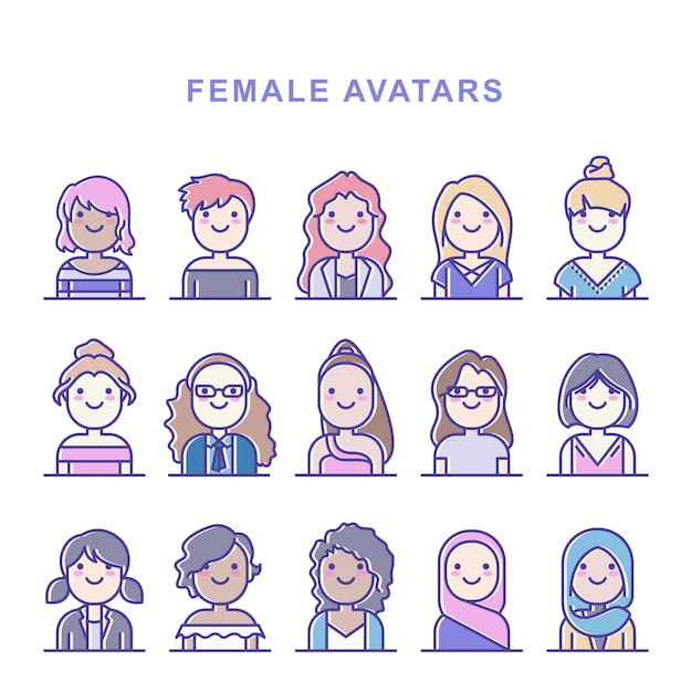 Vector avatares femeninos