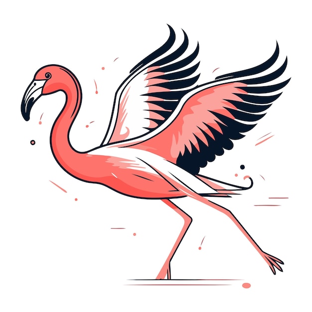 Ave flamenca ilustración vectorial de un pájaro flamenco