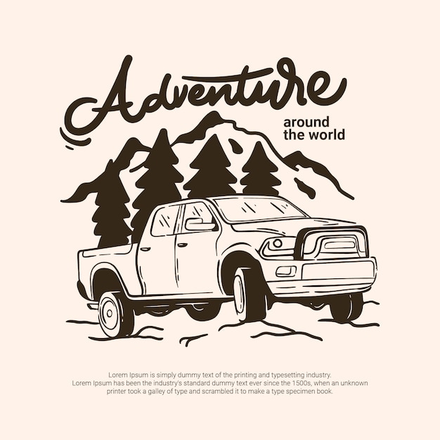 Aventura Al aire libre Vehículo todo terreno Vehículo que viaja a Forest Mountain River