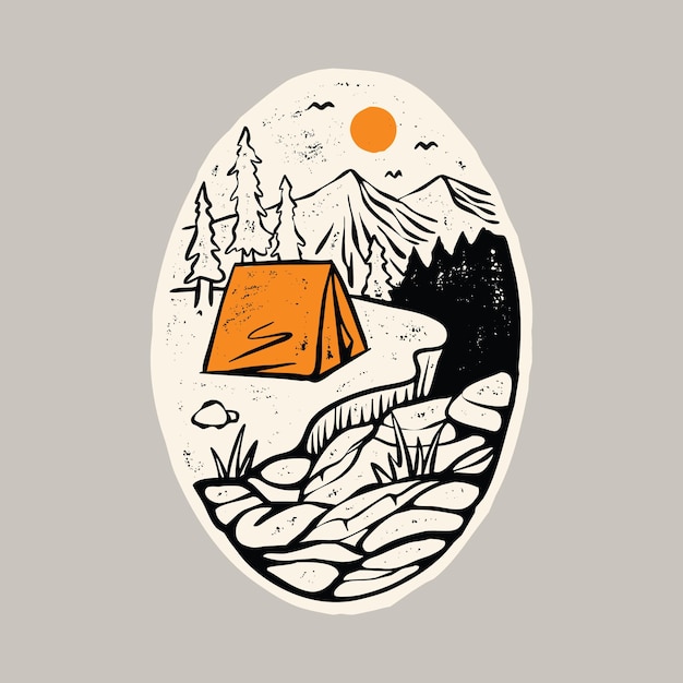 Aventura de caminata de campamento con diseño de camiseta de arte de ilustración gráfica de naturaleza de belleza