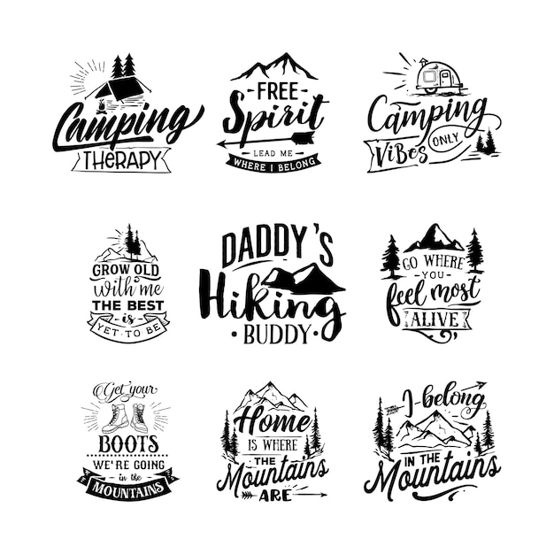 Vector aventura cita letras de tipografía para el diseño de camisetas.