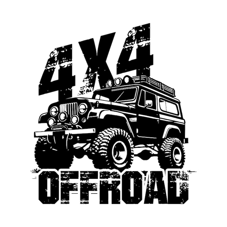 Vector aventura extrema fuera de carretera emblema logotipo cartel diseño vectorial blanco y negro