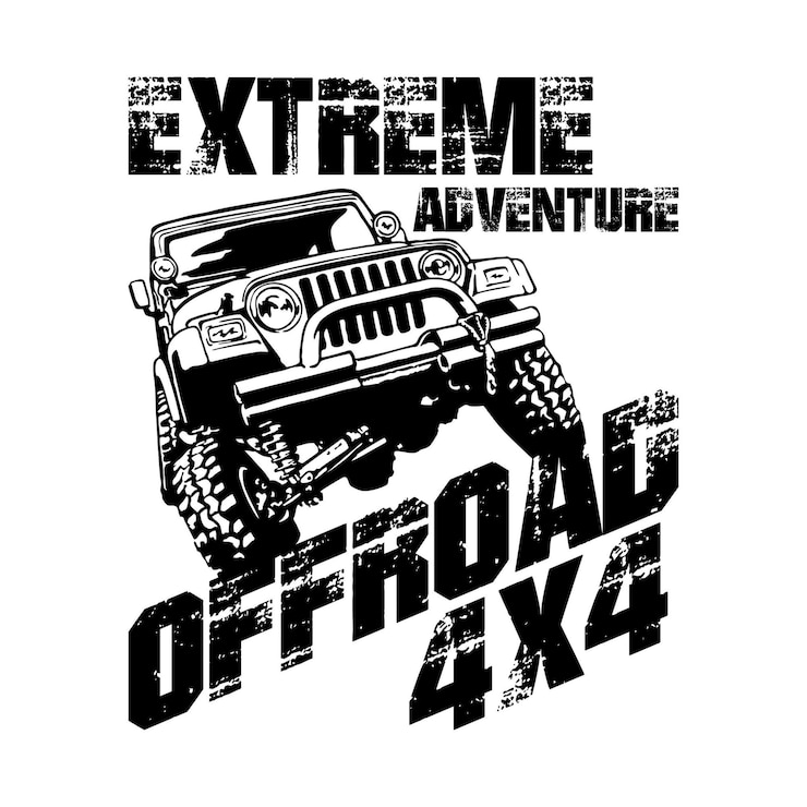 Vector aventura extrema fuera de carretera emblema logotipo cartel diseño vectorial blanco y negro
