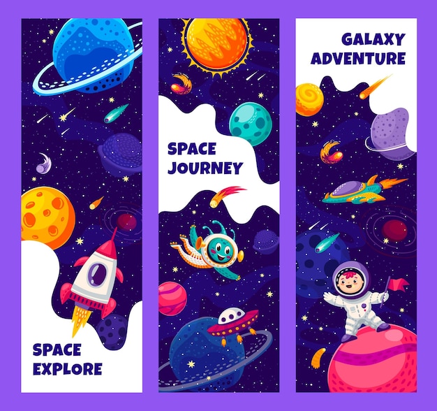 Aventura galáctica y exploración del espacio banderas