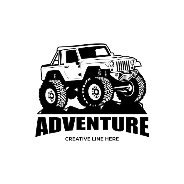 Aventura en jeep todoterreno vectorial