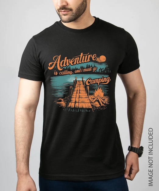 La aventura me llama y debo ir a diseñar camisetas para acampar.