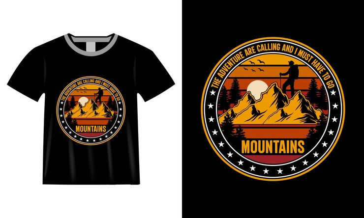 La aventura me llama y debo ir a las montañas camiseta de senderismo tipografía vectorial diseño de camiseta