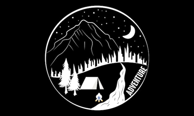Aventura de montaña al aire libre vector e ilustración diseño de camisetas aventura al aire libre motivacional