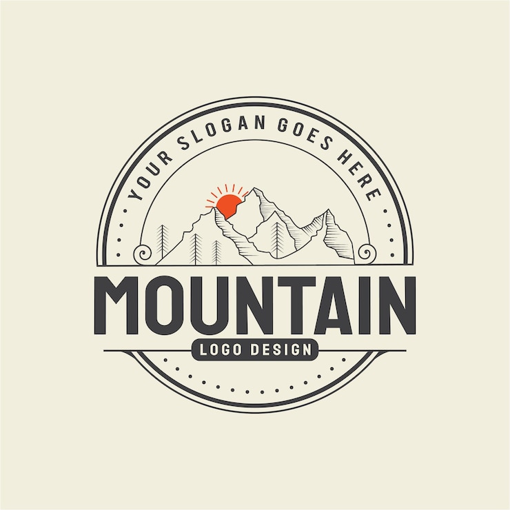 Aventura de montaña senderismo explorar diseño de logotipo vintage