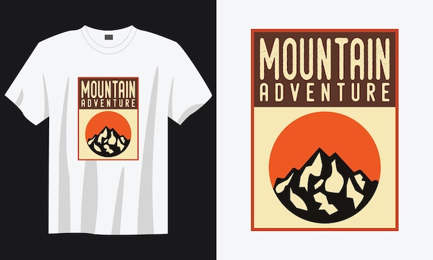 aventura montaña vintage tipografía montaña camping eslogan camiseta diseño ilustración