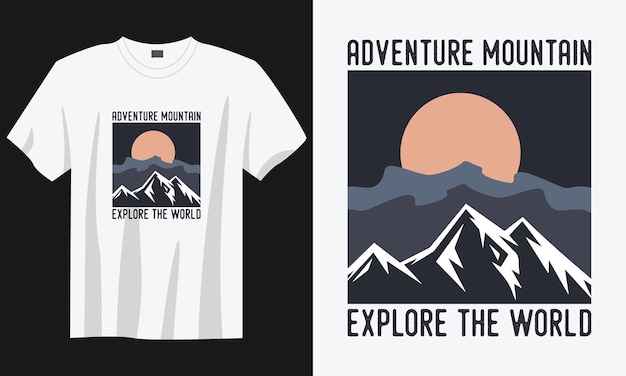 aventura montaña vintage tipografía retro montaña senderismo eslogan camiseta diseño ilustración